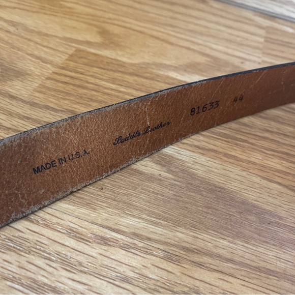 Vintage Light Brown Saddle Leather SAS Style 81633 Mens Belt Size 44 Made in USA - Picture 4 of 10